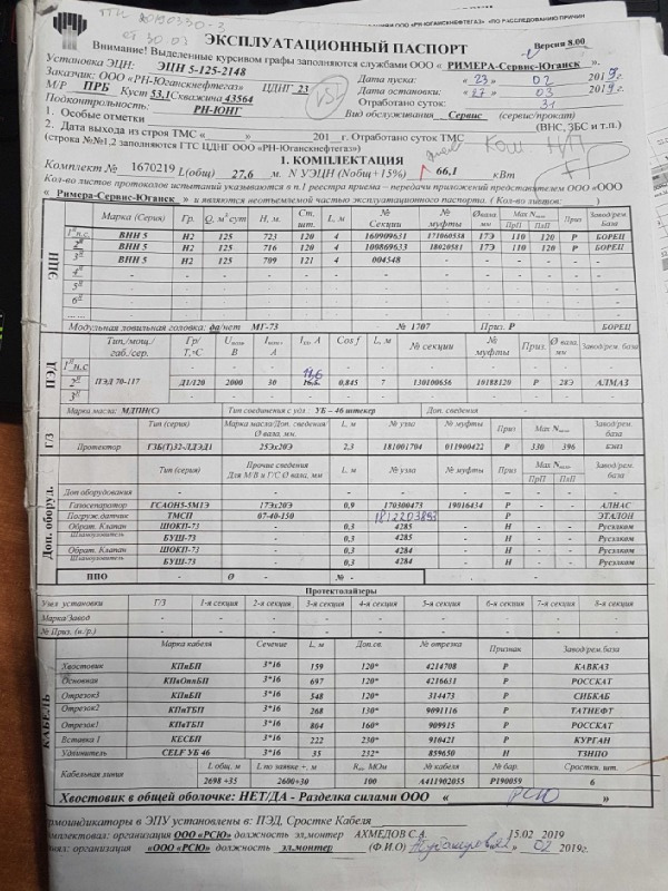 Паспорт кл 10 кв образец заполнения